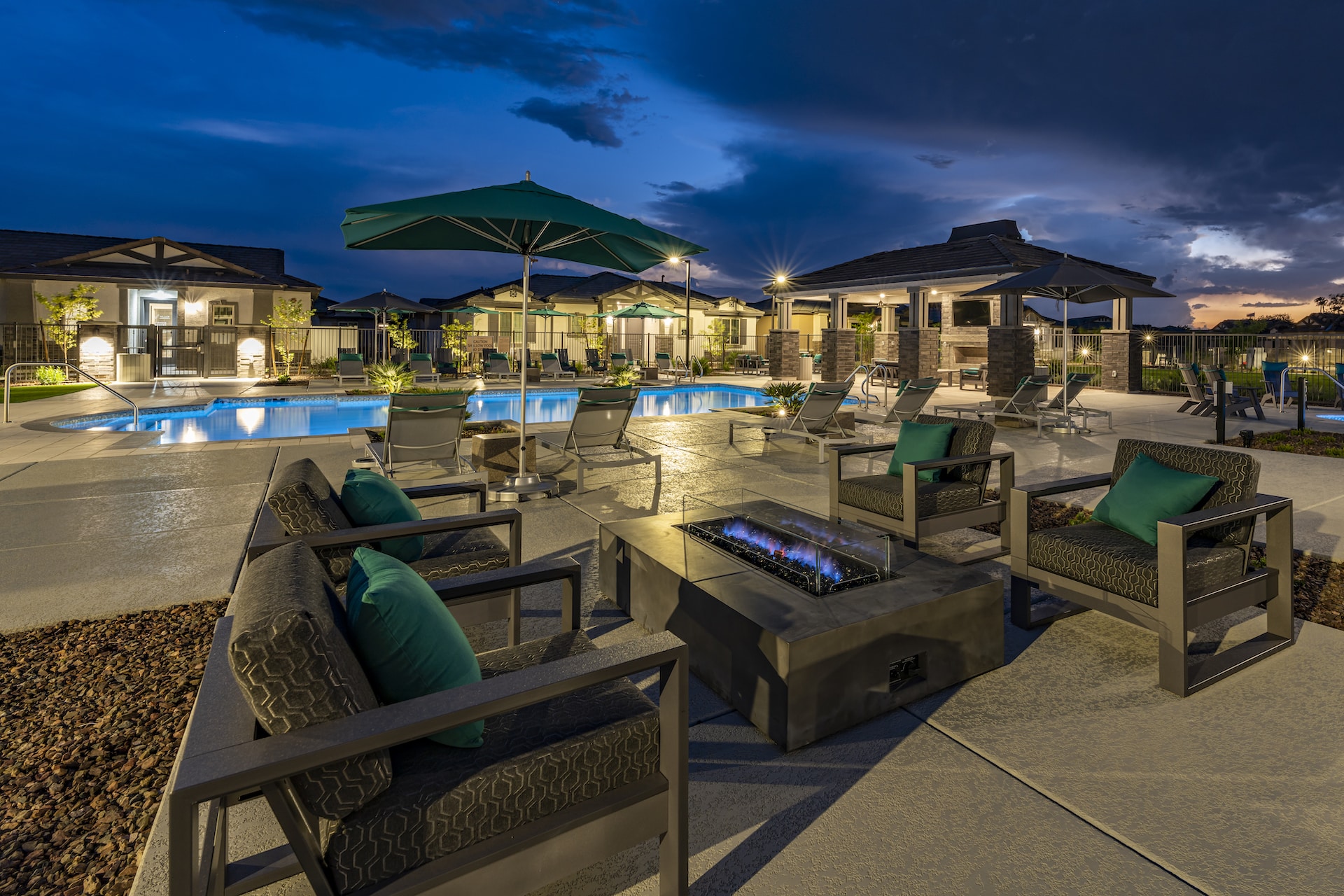 Vlux Sunset pool at night